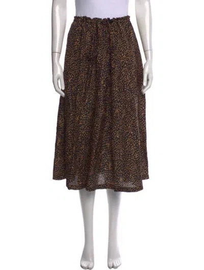 Pre-owned No.6 Silk Midi Length Skirt In Brown