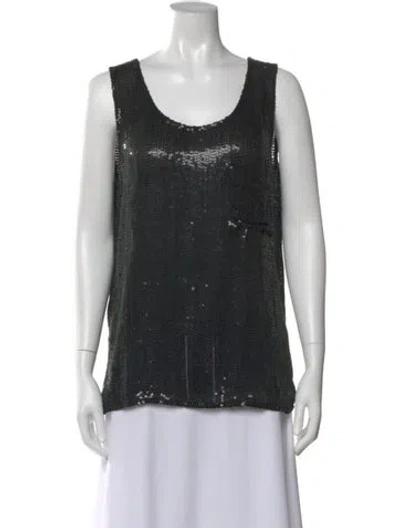 Pre-owned No.6 Silk Scoop Neck Top In Black