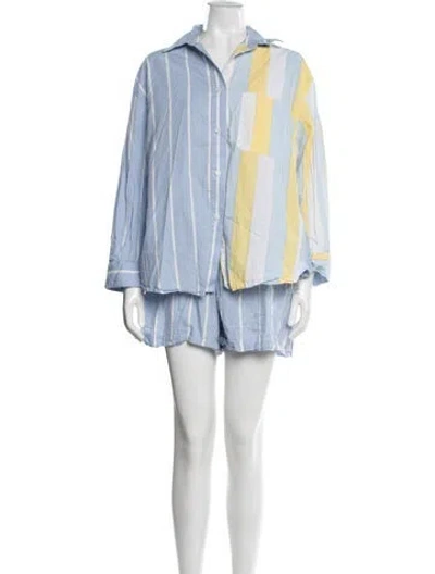Pre-owned No.6 Striped Short Set In Blue