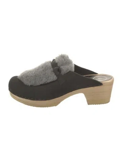 Pre-owned No.6 Suede Colorblock Pattern Mules In Gray