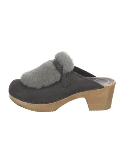 Pre-owned No.6 Suede Colorblock Pattern Mules In Gray
