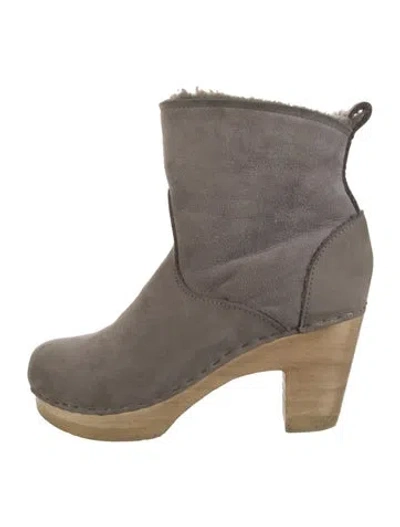 Pre-owned No.6 Suede Fur Trim Boots In Gray