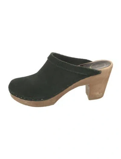 Pre-owned No.6 Suede Mules In Green