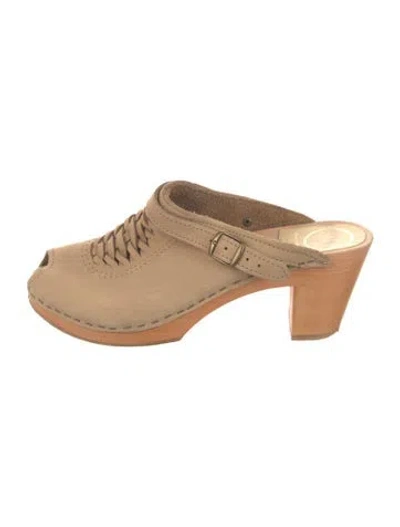 Pre-owned No.6 Suede Mules In Neutral