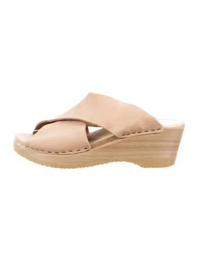 Pre-owned No.6 Suede Slides In Neutral