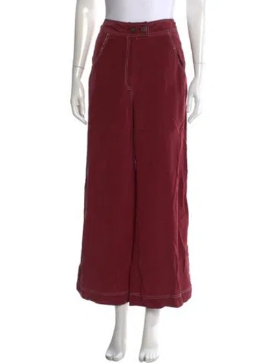 Pre-owned No.6 Wool Wide Leg Pants In Burgundy