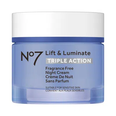 No7 Beauty Lift & Luminate Triple Action Fragrance Free Night Cream (50ml) In Blue
