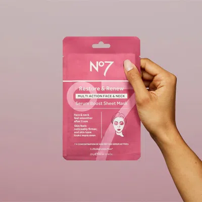No7 Beauty Restore & Renew Face & Neck Multi Action Serum Boost Sheet Mask
