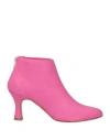 Noa A. Woman Ankle Boots Fuchsia Size 8 Leather In Pink