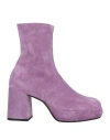 Noa A. Woman Ankle Boots Lilac Size 8 Leather In Pink