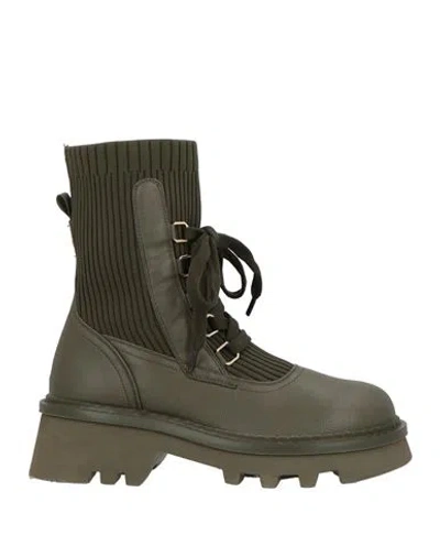 Noa Harmon Woman Ankle Boots Military Green Size 8 Textile Fibers