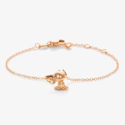 Noa Mini Babies'  Girls Rose Gold Diamond Elephant Bracelet In Pink