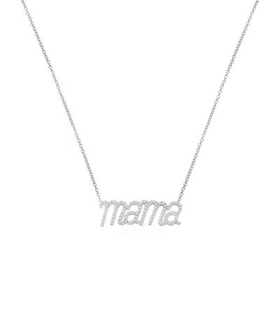 Noa Mini Kids' White Gold And Diamond Mama Necklace In Metallic