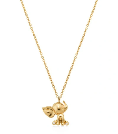 Noa Mini Kids' Yellow Gold And Diamond Elephant Pendant