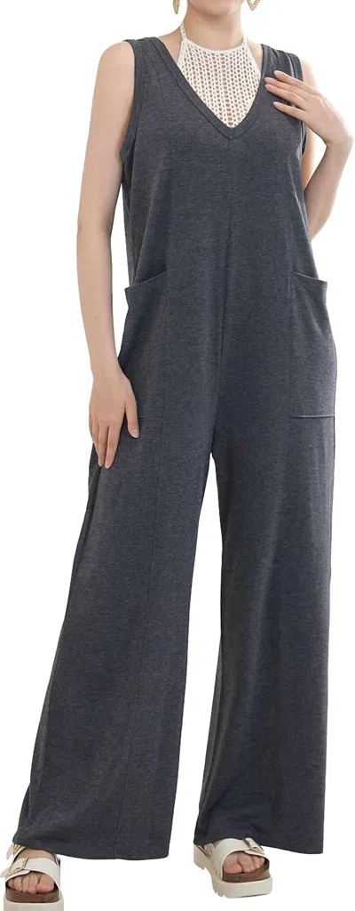 Noaboa Loose Fit Sleeveless Wide Leg Jumpsuits In Grey In Gray