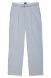 Noah Seersucker Belted Single-pleat Pants In Blue