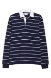 Noah Classic Stripe Rugby Shirt In White/navy