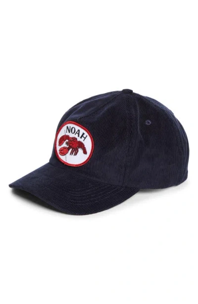 Noah Coastal Patch Corduroy Baseball Cap In Blue