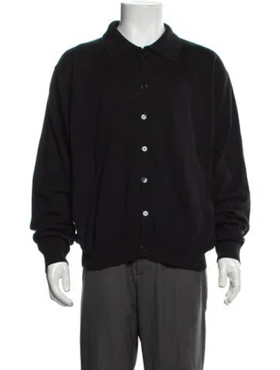 Pre-owned Noah Collar Long Sleeve Cardigan In Black