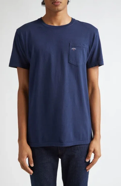 Noah Core Logo Cotton Pocket T-shirt In Navy