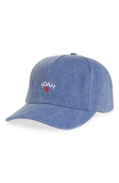 Noah Core Logo Denim Adjustable Baseball Cap In Blue