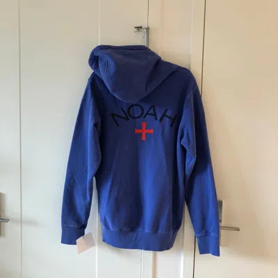 Pre-owned Noah Core Logo Zip Up Hoodie In Blue