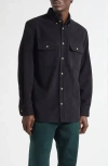 Noah Cotton Moleskin Button-down Shirt In Black