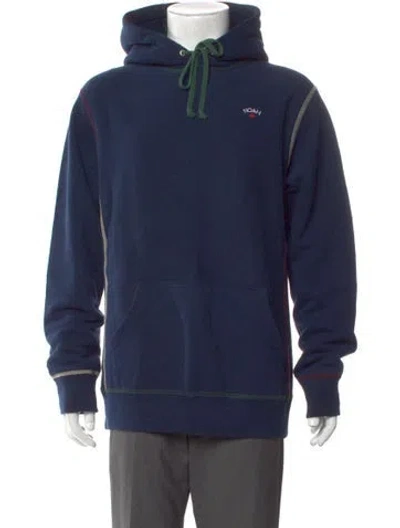 Pre-owned Noah Crew Neck Long Sleeve Hoodie In Blue