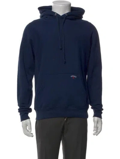 Pre-owned Noah Crew Neck Long Sleeve Hoodie In Blue