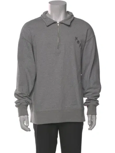 Pre-owned Noah Crew Neck Long Sleeve Hoodie In Gray