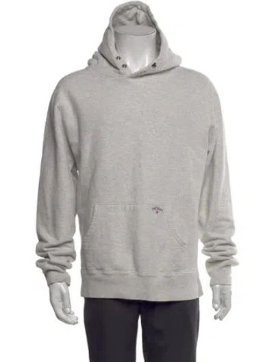 Pre-owned Noah Crew Neck Long Sleeve Hoodie In Gray