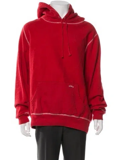Pre-owned Noah Crew Neck Long Sleeve Hoodie In Red