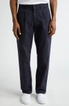 NOAH DOUBLE PLEAT COTTON HERRINGBONE PANTS