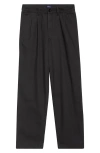 Noah Double Pleat Cotton Pants In Black