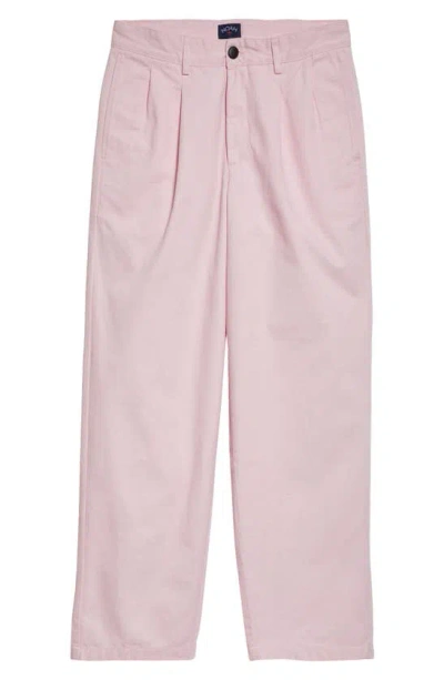 Noah Double Pleat Twill Trousers In Pink