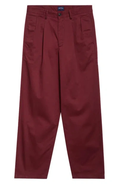 Noah Double Pleat Twill Pants In Red