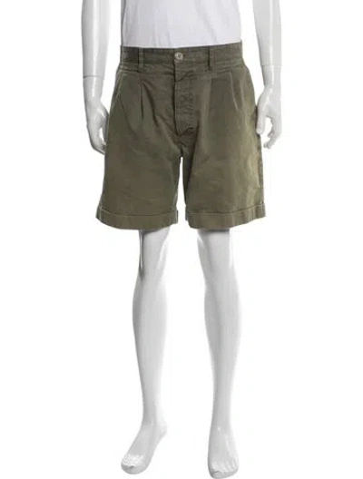 Pre-owned Noah Flat Front Shorts In Green
