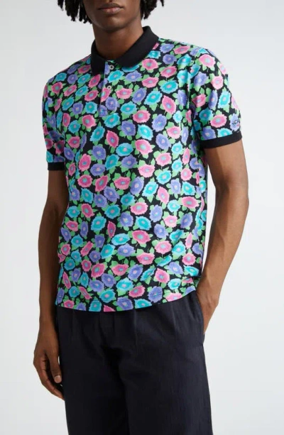 Noah Black Floral Polo In Black/ Floral