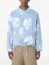 Noah Floral-print Snap-button Overshirt In Blue