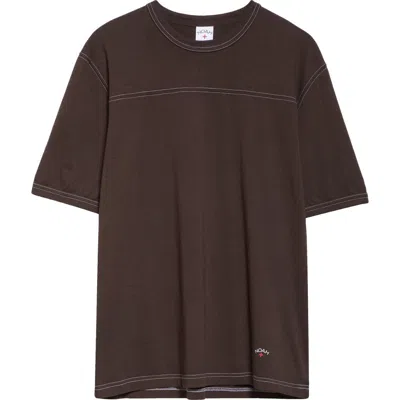 Noah Football Cotton T-shirt In Dark Brown