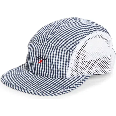Noah Gingham Runner Baseball Cap In Blue