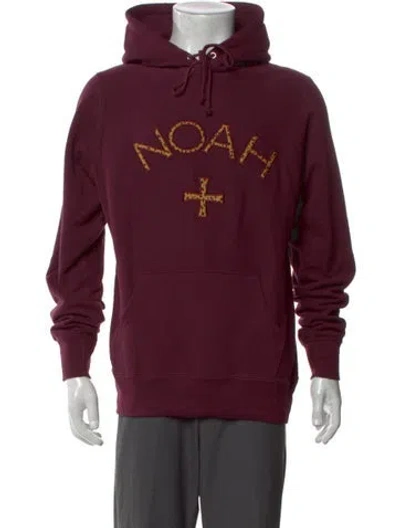 Pre-owned Noah Graphic Print Crew Neck Hoodie In Burgundy