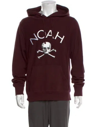 Pre-owned Noah Graphic Print Crew Neck Hoodie In Burgundy