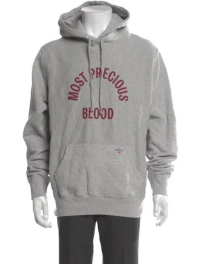 Pre-owned Noah Graphic Print Crew Neck Hoodie In Gray