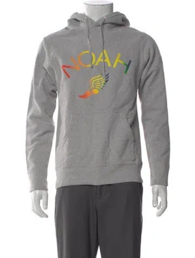 Pre-owned Noah Graphic Print Crew Neck Hoodie In Gray