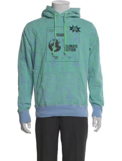 Pre-owned Noah Graphic Print Crew Neck Hoodie In Green