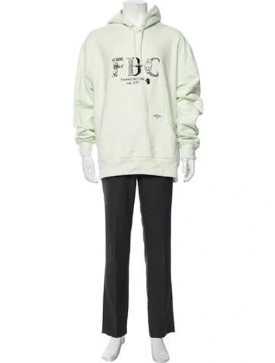 Pre-owned Noah Graphic Print Crew Neck Hoodie In Green