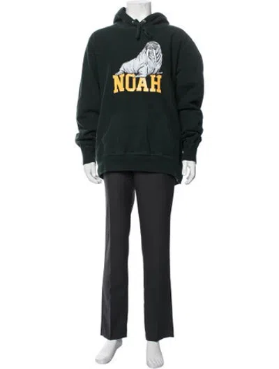 Pre-owned Noah Graphic Print Crew Neck Hoodie In Green