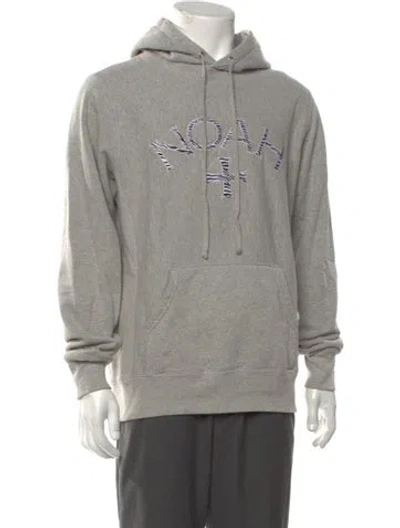 Pre-owned Noah Graphic Print Crew Neck Hoodie In Grey