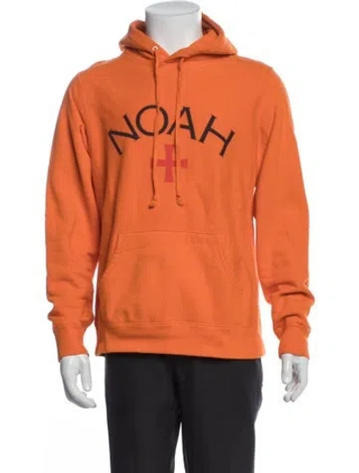Pre-owned Noah Graphic Print Crew Neck Hoodie In Orange